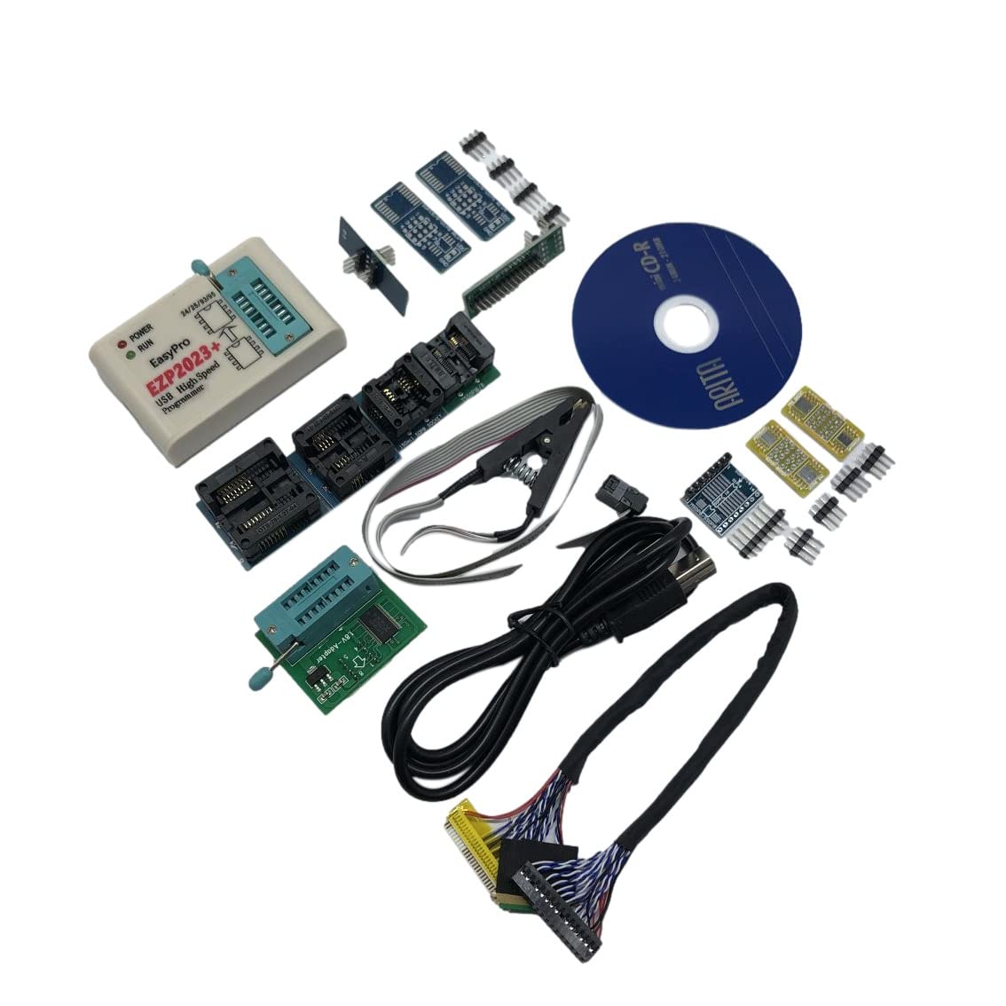 Yunnaty EZP2023 USB SPI Programmer mit 12 Adapter Support 24 25 93 95 EEPROM Flash Bios Compiler HöChste Programmiergeschwindigkeit