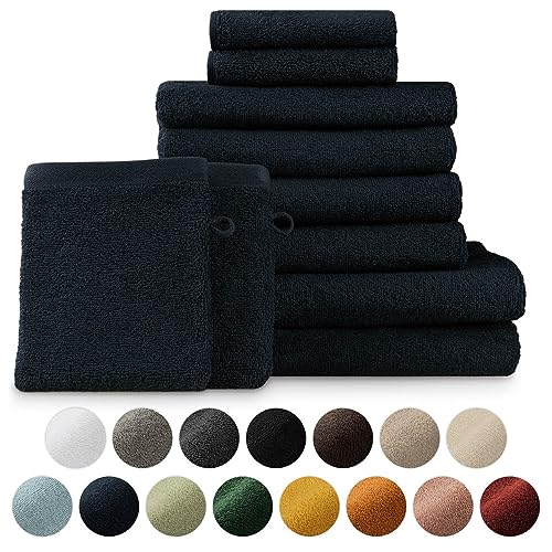 Blumtal Handtuch Set 2 Badetücher 70x140 + 4 Handtücher 50x70 + 2 Gästetücher 30x50 + 2 Waschlappen 15x21 - Weich und Saugstark, 100% Baumwolle, Oeko-Tex 100 Zertifiziert, Dark Blue