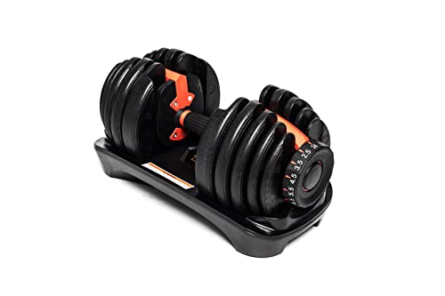 TechFit Lenker mit Aufbewahrungstasche - Ergonomic Handle, Weightlifting, Bodybuilding, Gym Exercises mit Sicherheitsverschluss, verstellbare Hanteln 2,5-24 kg