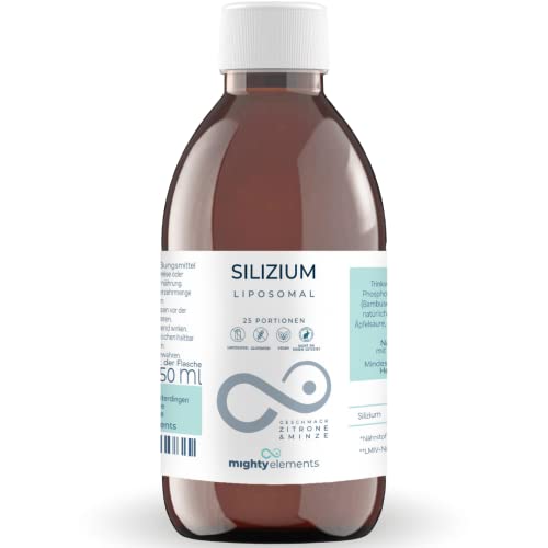 Liposomales Silizium 200mg I flüssig I 250 ml I super Geschmack I vegan I hohe Bioverfügbarkeit I Mighty Elements I Glasflasche