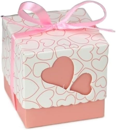 Box für Geschenke, Süßigkeiten-Box, 10 Stück ausgehöhlte Liebes-Hochzeitsboxen, Geschenkbevorzugung, Süßigkeitenbox, Band, lila, rosa Süßigkeiten, Geschenkboxen, Papierbox, Geschenktüten, süß (Farbe: