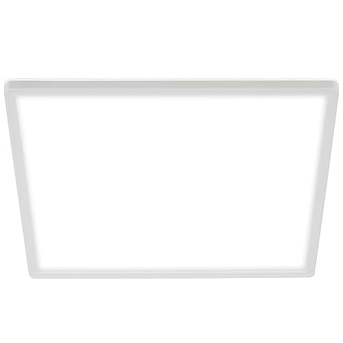 Briloner Leuchten LED Panel, Deckenleuchte, Deckenlampe, inkl. Hintergrundbeleuchtungseffekt, 22 Watt, 3.000 Lumen, 4.000 Kelvin, Weiß, Quadratisch, 42x42cm, W