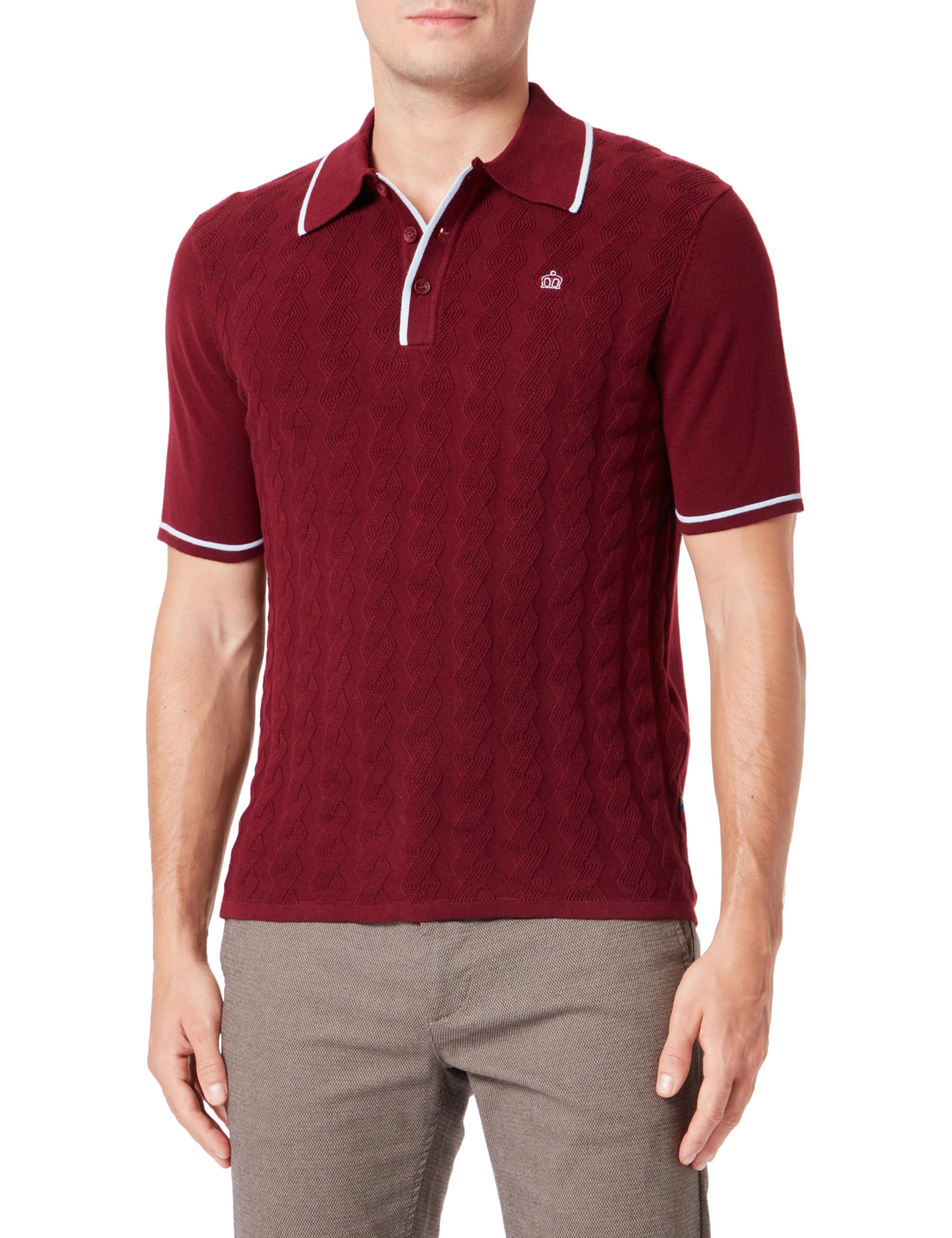 Merc Herren Smith Poloshirt Sweater, Burgunderrot, X-Large