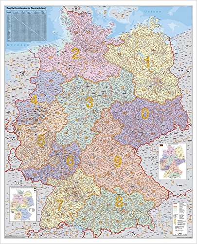 Postleitzahlenkarte Deutschland Postleitzahlen, 67 x 85 cm als Poster (9709929627510)