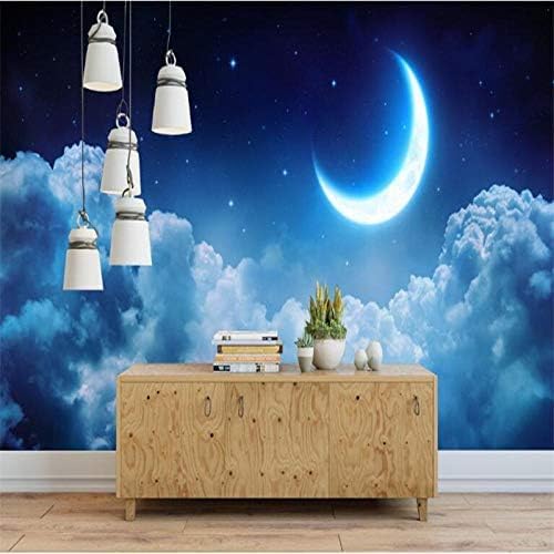 XLMING Mondwolken Auf Blauem Hintergrund 3D Tapeten Home Esszimmer Sofa Schlafzimmer Wohnzimmer TV Hintergrund-350cm×256cm