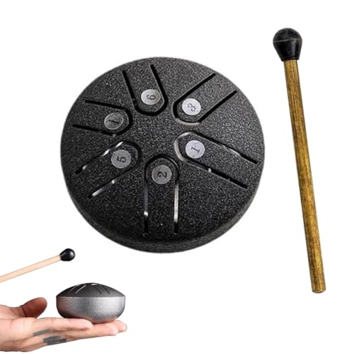 Buddha Stones Mini-Stahlzungentrommel, 3-Zoll-Sound-Heiltrommel-Kit, 2024 neueste Mini-Handpan-Trommel, 6-Noten-Sorglos-Trommel, Stahltrommelinstrument, Heilsteine (Color : Svart, Size : Arrow style