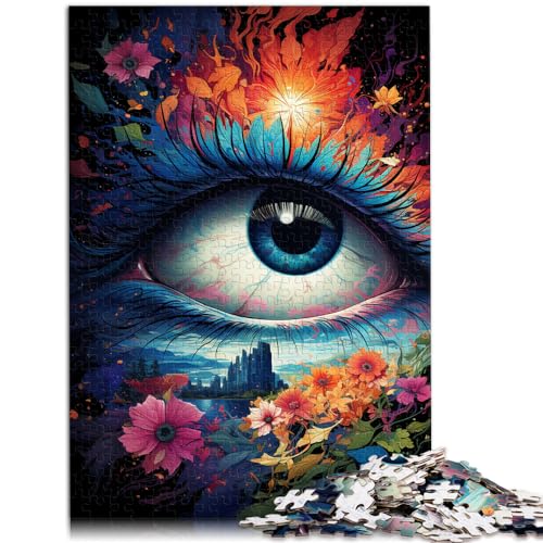 Puzzles, Geschenke, Spielzeug, Farbige Fantasieaugen, 1000-teiliges Puzzle für Erwachsene, Holzpuzzle ganze Familie und die 1000 Teile (50 x 75 cm)