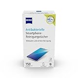 Zeiss e Smartphone-Reinigungstücher 150 Stück - schnell trocknende Rezeptur - entfernt Bakterien, Fingerabdrücke, Schmutz, Staub & Fett - jedes Tuch einzeln verpackt, 0667-861