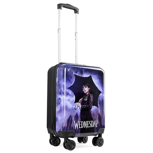 Wednesday Handgepäck Koffer Kinder Mädchen, Addams Family Trolley Reisekoffer Mit Rollen 49 x 33 x 22 Fanartikel