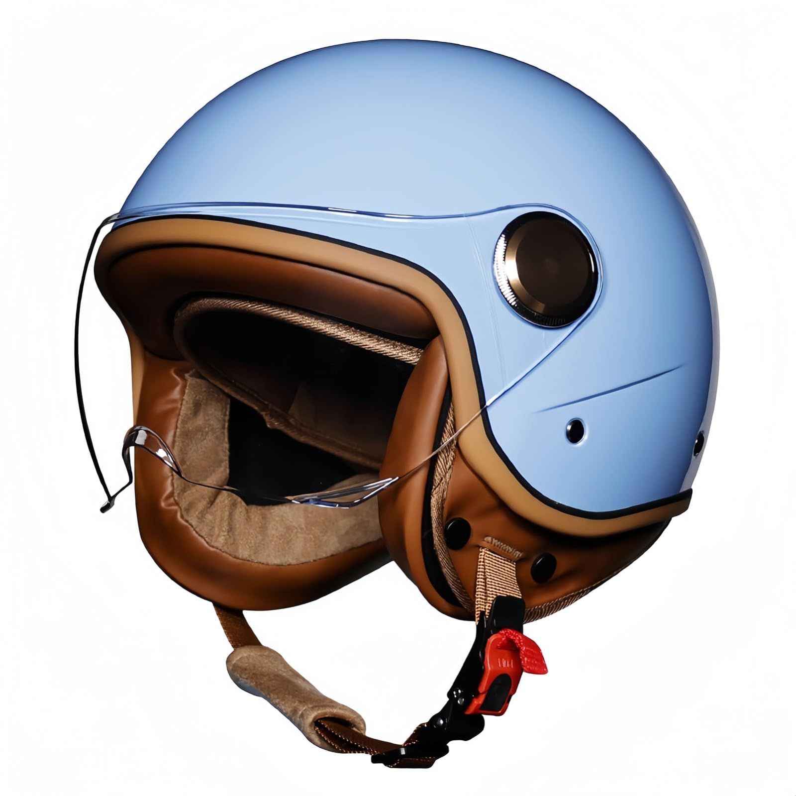 3/4 Offener Motorradhelm Schutzbrille Komfortfutter Ohrenschützer ECE-Zertifizierung Sturzhelm Roller Fahrrad Chopper Helm Erwachsene Männer C,S56-57CM