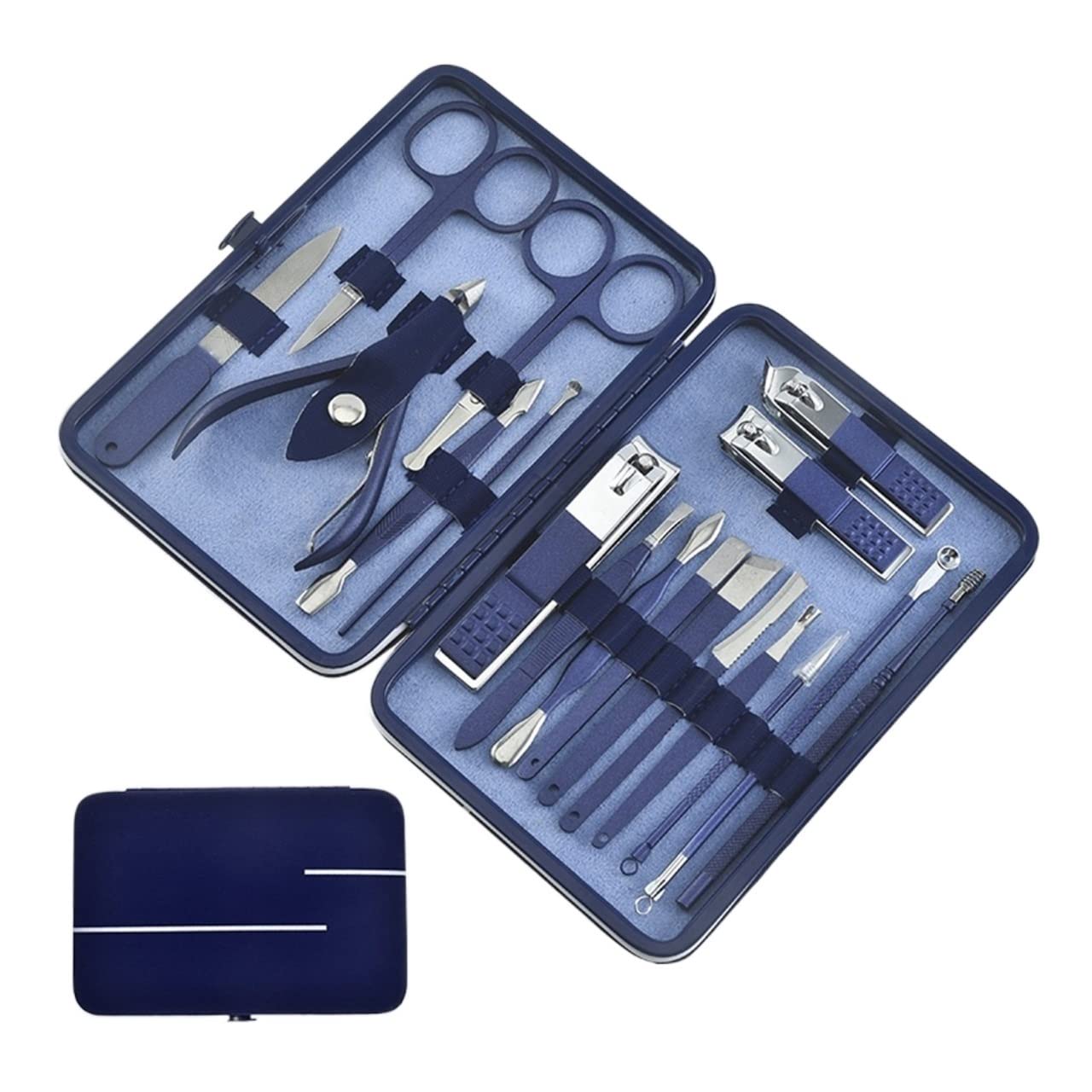 SCRUBY Nagelknipser-Set, Blau, Nagelschere, Pinzette, Pediküre-Set, professionelles Nagelkunst-Set, Maniküre-Werkzeug, Beauty-Set (18-teilig)