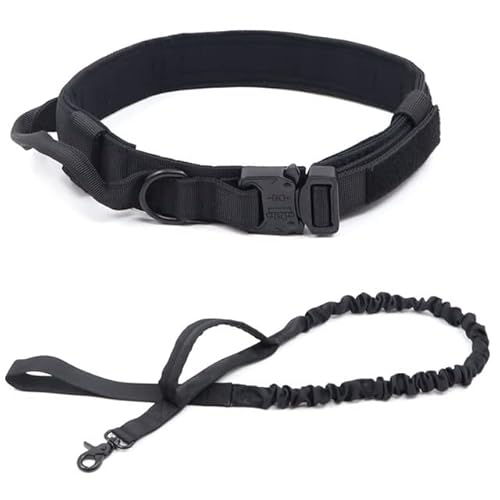 Hundehalsband Trainingshalsbänder Design Hundehalsband für große Hunde Militärisches Hundehalsband für mittelgroße und große Hunde Heimtierbedarf-schwarzes Set,L(45-55cm)