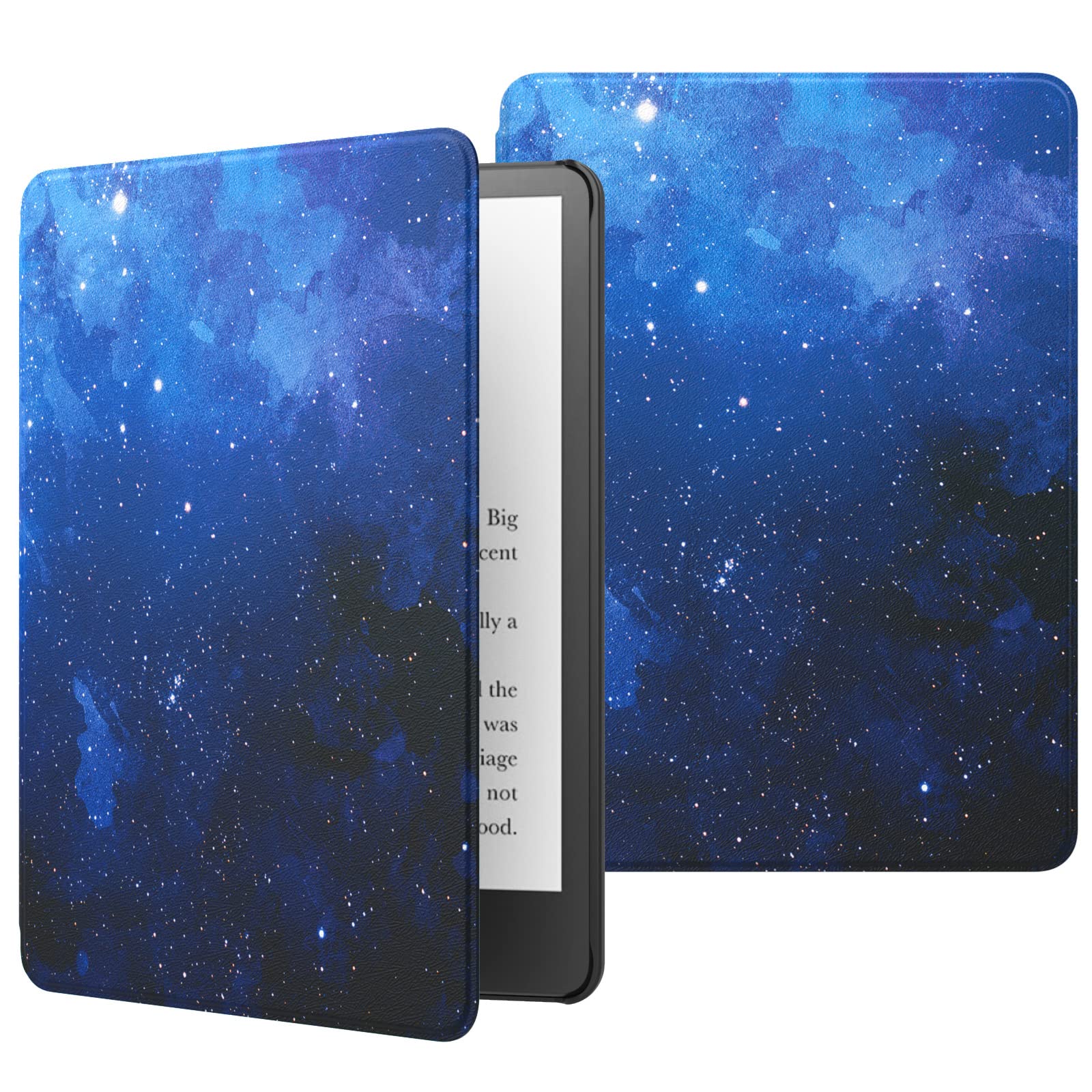 MoKo Hülle Kompatibel mit Kindle Paperwhite 11. Generation 2021, Dünn Lightweight Kunstleder Schutzhülle Smart Cover mit Auto Sleep/Wake für Kindle Paperwhite 6.8 Zoll, Signature Edition, Blau Sterne