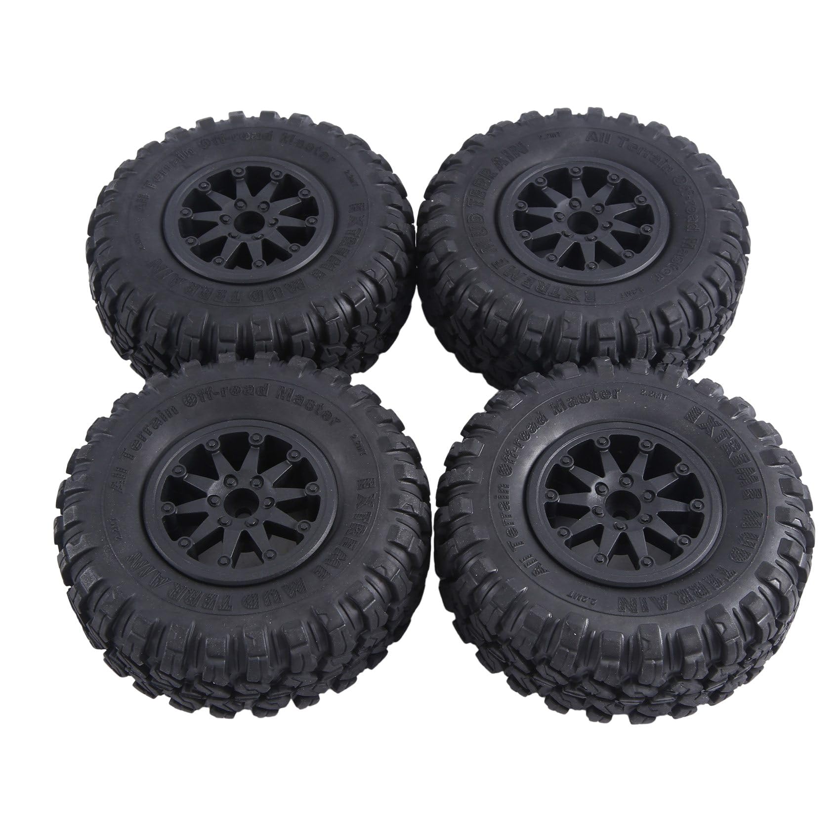 SOFORFREEM 4 Reifen aus Gummi, 118 x 44 mm, 2,2 (5,5 cm) und Beadlock-Kunststofffelge für RC Auto, 1:10 Rock Crawler Axial SCX10 RR10 RC, Schwarz