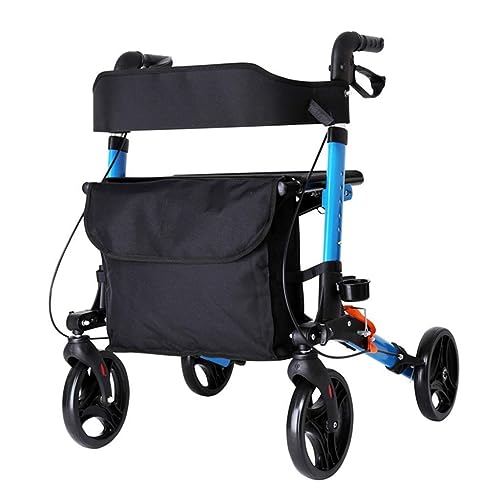 DOOKAA rollator rollatorenGehgestell mit 4 Rädern und gepolstertem Sitz, höhenverstellbar, feststellbare Bremsen, Tragetasche, Gehhilfe, Trolley-Hilfsmittel