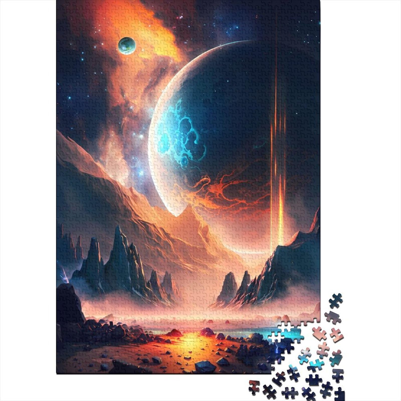 1000-teiliges Puzzle für Erwachsene, Vulkan, Berg, Kosmos, Holzpuzzle, Puzzle für Erwachsene, Teenager, Puzzle – anspruchsvolles Spiel (Größe: 75 x 50 cm)