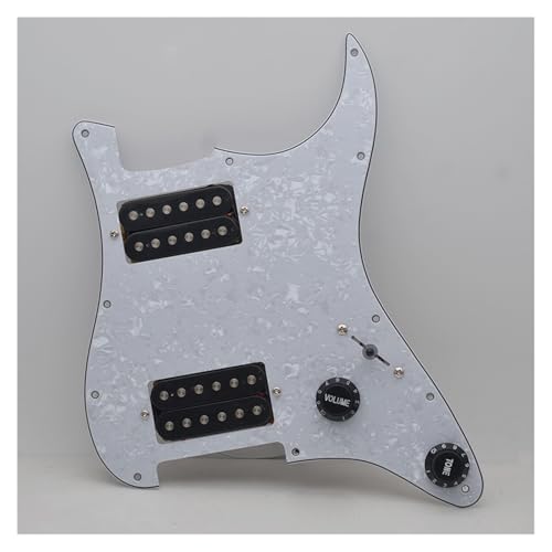 Schlagbrett Tonabnehmer für E Gitarre Elektrische Gitarre Pickup Panel ST SQ HH Elektrische Gitarre Schlagbrett Vordere Abdeckung Verdrahtung Montage Perle Farbe(White pearl panel-black pickup)