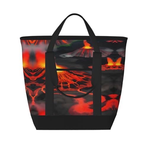 YQxwJL Kilauea Isolierte Kühltasche, Einkaufstasche, Reisetasche, Strand, wiederverwendbar, für Erwachsene, Schwarz, Einheitsgröße