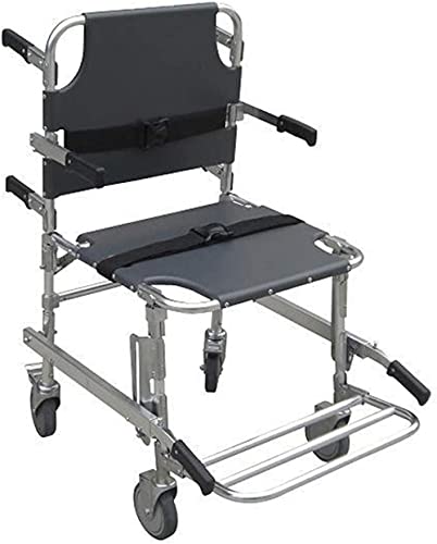 Treppenstuhl für den Notfall, 4 Räder, Transportstuhl, Krankenwagenstuhl, Feuerwehrmann, Evakuierung, faltbar, Aluminium-Lift, Schwarz (Schwarz)