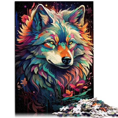 Puzzles für „Die farbenfrohe Psychedelie der Polarwölfe“, 1000-teiliges Puzzle, Holzpuzzle, schwieriges, schweres Puzzle, 1000 Teile (50 x 75 cm)