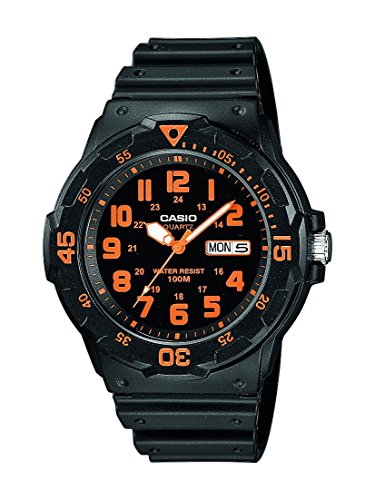 Casio Collection Herren-Armbanduhr MRW 200H 4BVEF, schwarz/Orange