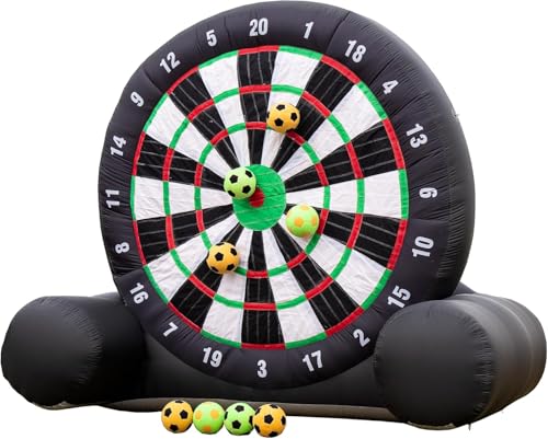 Aufblasbare Outdoor-Fußball-Dartscheibe (3 m hoch), Kick-Dartscheibe, enthält 8 Fußbälle und 370-W-Gebläse – riesiges Outdoor-Fußball-Dartbrettspiel mit großem Ziel