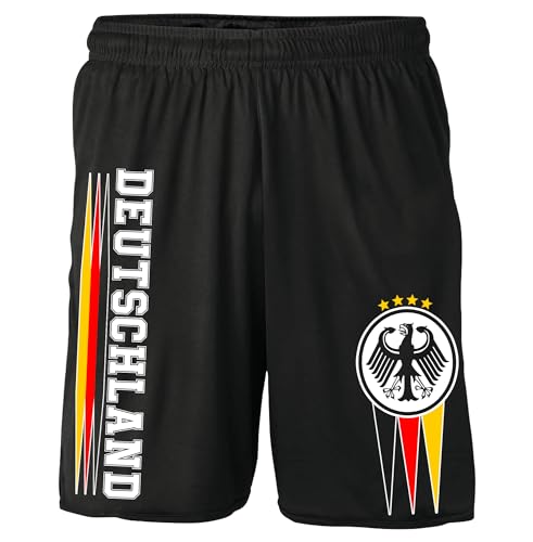 UGLYSHIRT Deutschland Shorts | Deutschland Fanartikel EM 2024 Germany Fußball WM Flagge Deutschland Kurze Hose Deutschland Hose | M12 Schwarz (XXL)