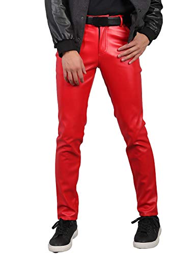 Idopy Herren Party Kostüm Kunstlederhosen Motorrad Bikerhose