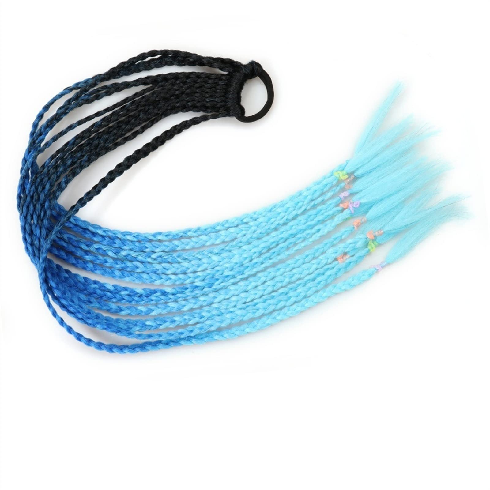 Pferdeschwanz Haarteil Synthetisches Gummiband Twist Braid Pferdeschwanz-Verlängerung, 60 cm bunte gemischte Braid-Haarteile for Mädchen Kinder, Kleidverschönerungsverzierung Pferdeschwanz Haarverläng