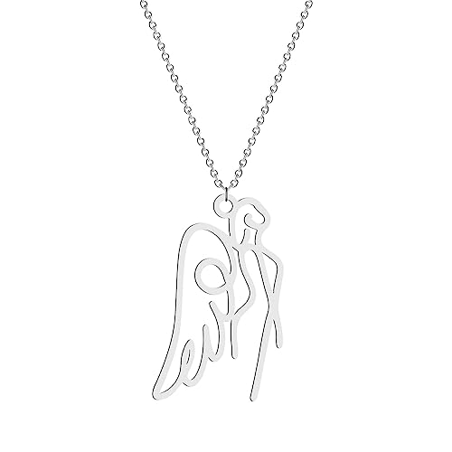 GZHENGZG Herren Halsketten und Damenschmuck Line Art Flügel Anhänger Halskette Für Frauen Koreanischer Minimalistischer Schmuck Böhmischer Schmuck Geschenk