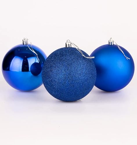 15 cm/3 Stück Weihnachtskugeln, bruchsicher, blau, Weihnachtsbaumschmuck, Kugel, Ornamente, Kugeln, Weihnachtsdekoration, Urlaubsdekoration, glänzend, matt, glitzernd