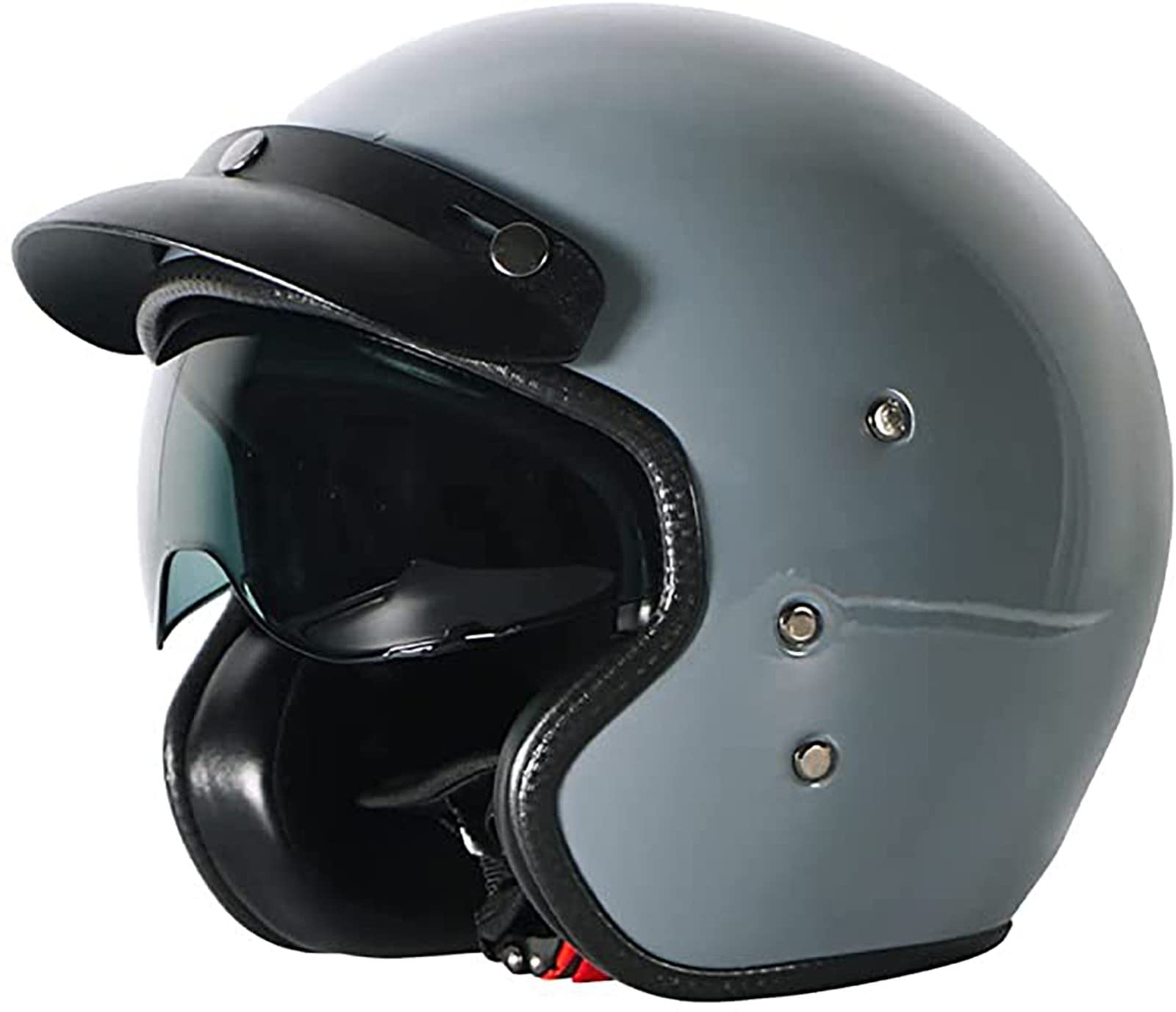 FRP Jethelm Retro 3/4 Helm ECE-Geprüfter Motorradhelm Für Herren Damen A,XXL=61~62cm