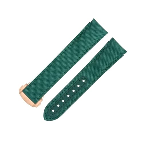 IOTUP Uhrenarmband mit gebogenem Ende, 20 mm, für Omega-Armband für AT150 Seamaster 300 Planet Ocean De Ville Speedmaster, grünes hochdichtes Nylon-Rindsleder, 20 mm, Achat