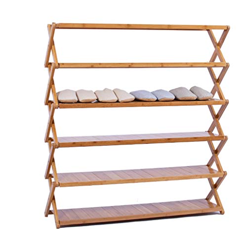 Schuhregal, dickes, solides Schuhregal für Zuhause, kostenlose Installation, faltbar, mehrstöckiges Wohnheim, Bambusregal, Aufbewahrung, kleiner Schuhschrank, Economy (Holzfarbe: 103 x 25 x 67 cm)