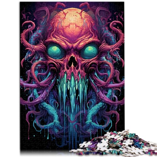 Puzzle Die farbenfrohe Psychedelia der Invasion von Cthulhu, 1000 Puzzles für Erwachsene, 1000-teiliges Holzpuzzle, schwierig und herausfordernd, 1000 Teile (50 x 75 cm)