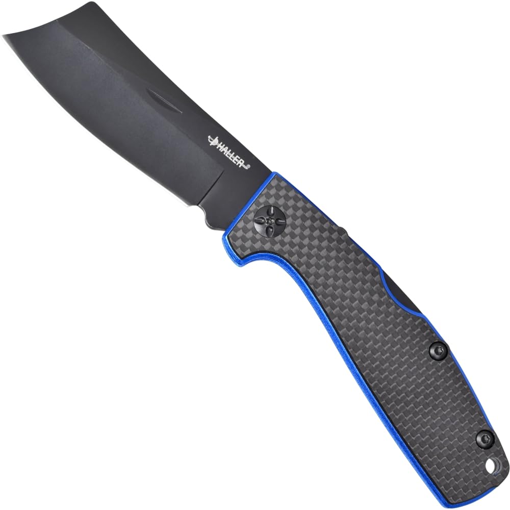 Haller Taschenmesser mit Carbon Griff in Blau mit Hosenclip