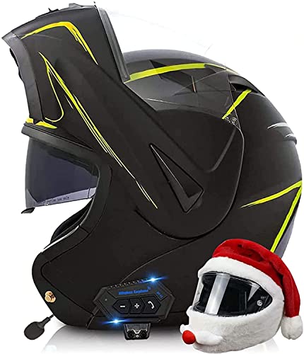 Klapphelm Integrierter Bluetooth Motorradhelm Mit Doppelvisier Modular-Helm DOT/ECE Genehmigt Motorrad Full Face Helm Rollerhelm Anti-Fog-Doppelspiegel Sturzhelm Unisex