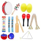 Kiudduy 10-Teiliges Orff-Schlaginstrumenten-Set, Musikinstrumenten-Set für Kinder, für Schüler, Kinder, Kindergarten, Früherziehung, Musikunterricht, Percussion