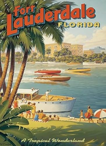 HfmQuisutron 1000 Pieces Puzzle Florida Vintage Scenic Travel Illustrations Posters for Home Stress Relieving Game Zw184Qv