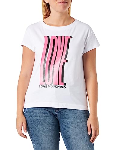 Love Moschino Women's Boxy fit Short-Sleeved T-Shirt, Optical White, 46