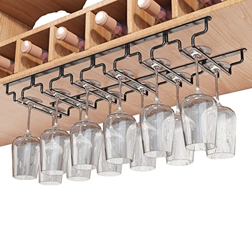 V3VOGUE Weinglas Schiene Unter Schrank, 6 Reihen Weinglashalter Unter Schrank, Hängender Weingläser Halter, Weinglasregal Aus Metall for Kabinett Kitchen Bar (Size : Width:18cm)