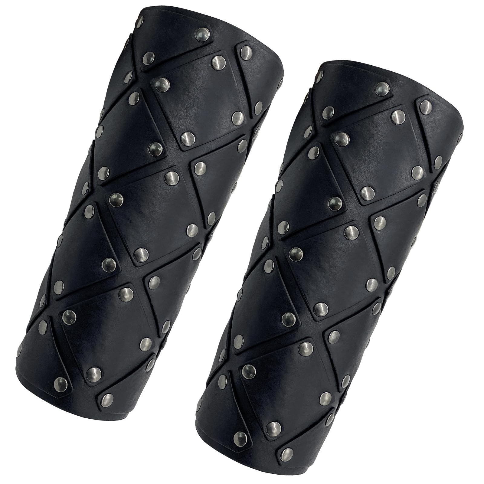 MDFCZXP 2 stücke mittelalterliche Samurai Leder Rüstung Armschiene Arm Guard Ritter Stulpe,Schwarz,24CM