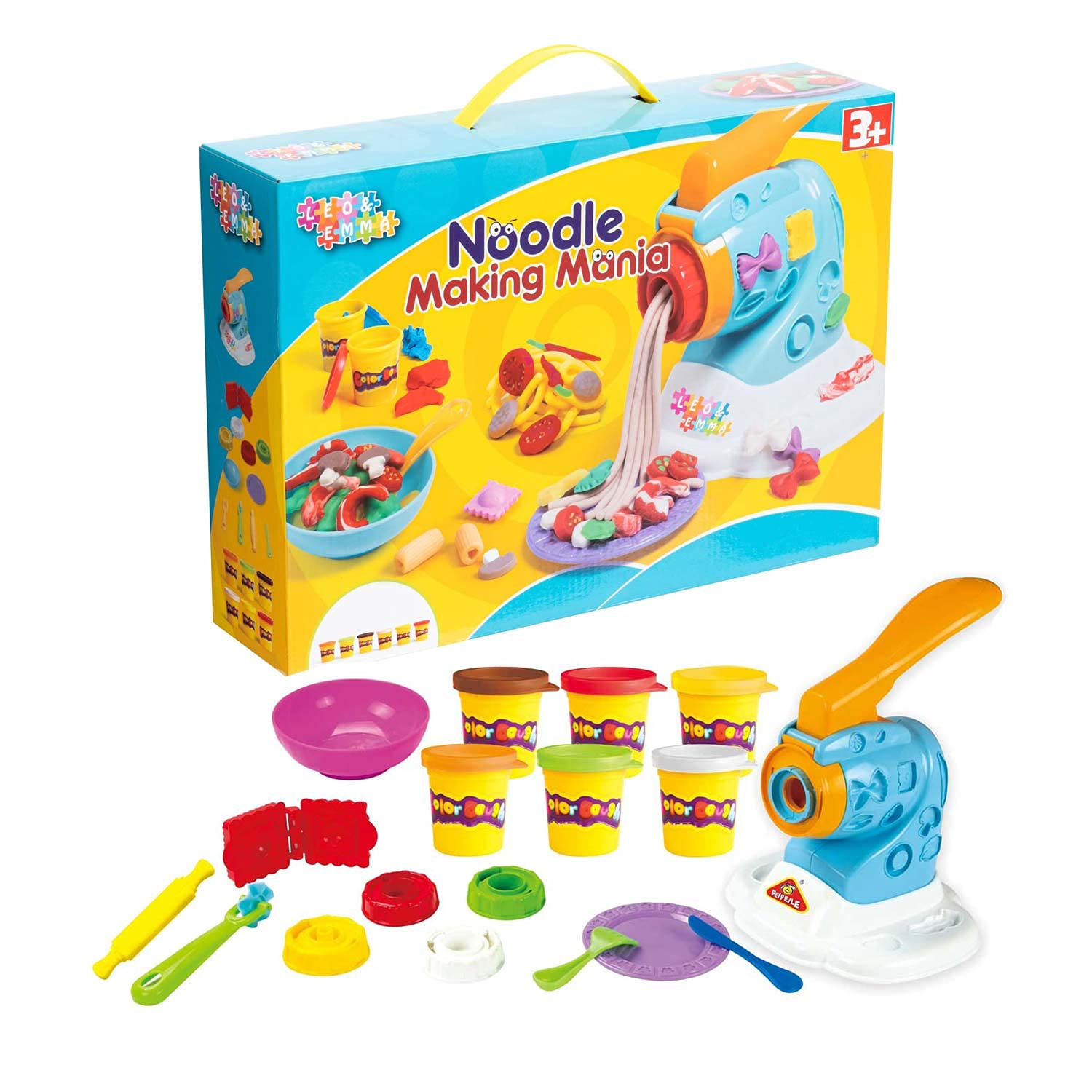 Leo & Emma Knete großes Spielset mit Spielknete Kreativ-Set Knete Kinder - Noodle Mania