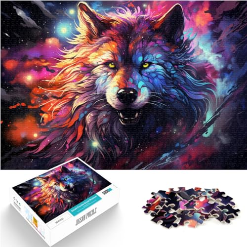 Puzzle | Puzzles Bunter Sternenwolf Puzzle für Erwachsene 1000 Teile Holzpuzzle Schwieriges Schweres Puzzle für Frauen Männer 1000 Teile (50x75cm)