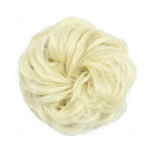 Haarteile Haarknoten Synthetischer Haarknoten, unordentlicher Chignon, Pferdeschwanz, Haarverlängerung, elastisches Gummiband, Haargummis for Frauen, blond, braun, gewellter Dutt Brötchen Haare(Q-613)