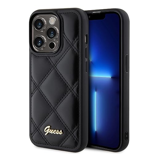 Guess GUHCP15LPSQSQSK Hülle für iPhone 15 Pro 6.1" Schwarz hardcase Quilted Metal Logo