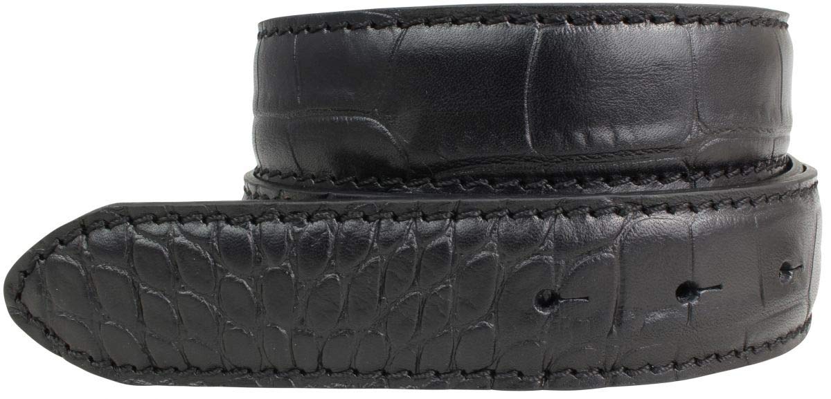 BELTINGER Gürtel mit Krokoprägung ohne Schnalle 3,5 cm | Leder-Gürtel für Damen Herren 35mm Kroko-Optik | Kroko-Muster | Schwarz 90cm