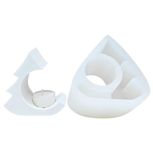 CYILPR Kerzenformen, 3D-Haus-Kerzenhalter-Form, Weihnachtsbaum, Silikonform für kleine Häuser, Burgen, Kerzenständer, Gips, Dekorationen