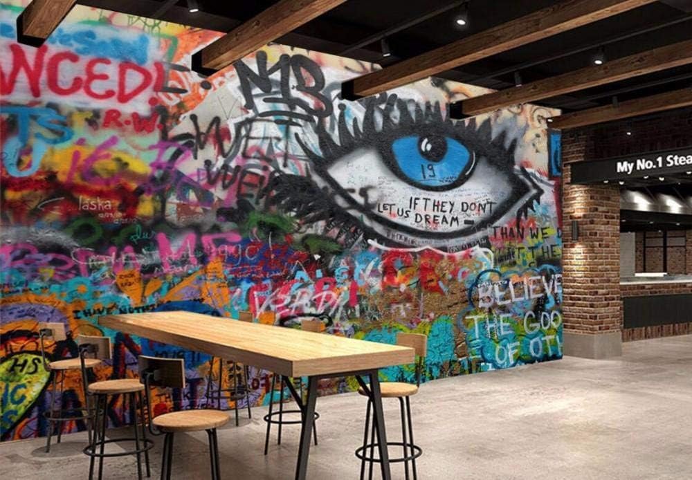 Graffiti Augen 3D Tapete Poster Restaurant Schlafzimmer Wohnzimmer Sofa TV Dekorative Wand-350cm×256cm