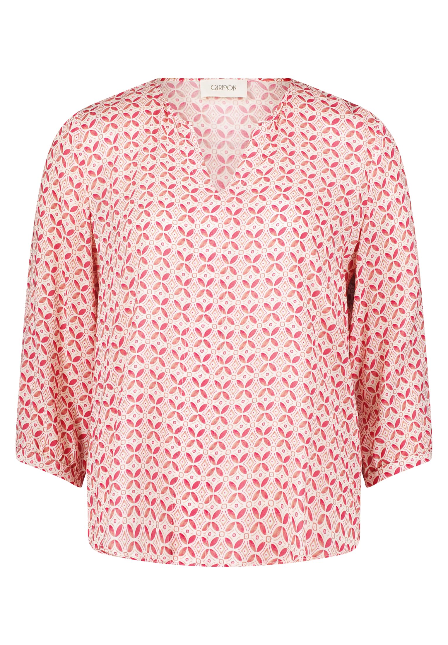 Cartoon Damen Casual-Bluse mit Muster Cream/Pink,42